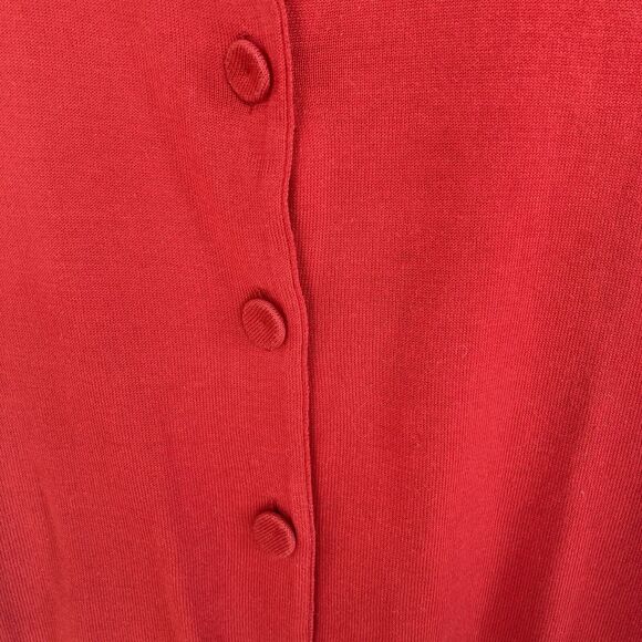 HERMES Silk Blend Fine Knit Short Sleeved Red Cardigan Size FR 40/ US 8 - Picture 5 of 12